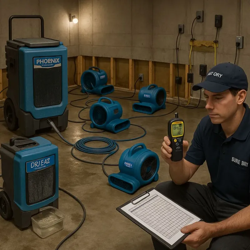 Structural Drying and Dehumidification process in Aztalan, WI